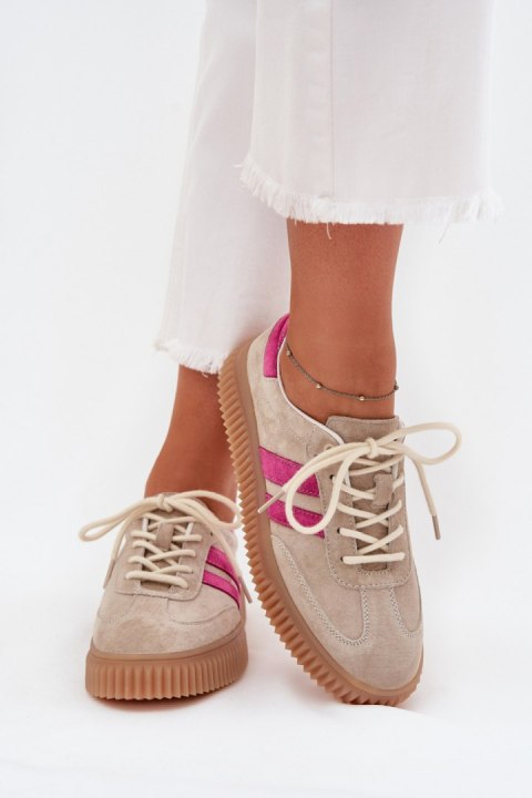 Buty Sportowe Model Cavira GD-XF-204 Beige/Pink - Step in style Buty Sportowe Model Cavira GD-XF-204 Beige/Pink - Step in style