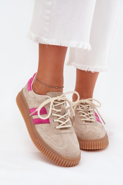 Buty Sportowe Model Cavira GD-XF-204 Beige/Pink - Step in style Buty Sportowe Model Cavira GD-XF-204 Beige/Pink - Step in style