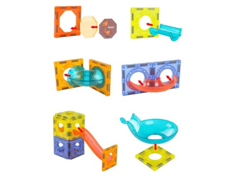 LEAN Toys Świecąca Zjeżdżalnia Dla Kulek Klocki Magnetyczne 75 Elementów