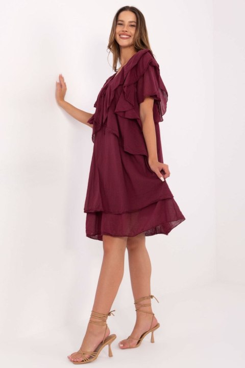 Sukienka Model MI-SK-102128.61 Bordo - Italy Moda Sukienka Model MI-SK-102128.61 Bordo - Italy Moda
