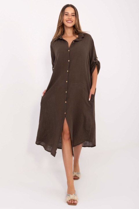 Sukienka Model TW-SK-BI-24135.81 Dark Brown - Och Bella Sukienka Model TW-SK-BI-24135.81 Dark Brown - Och Bella