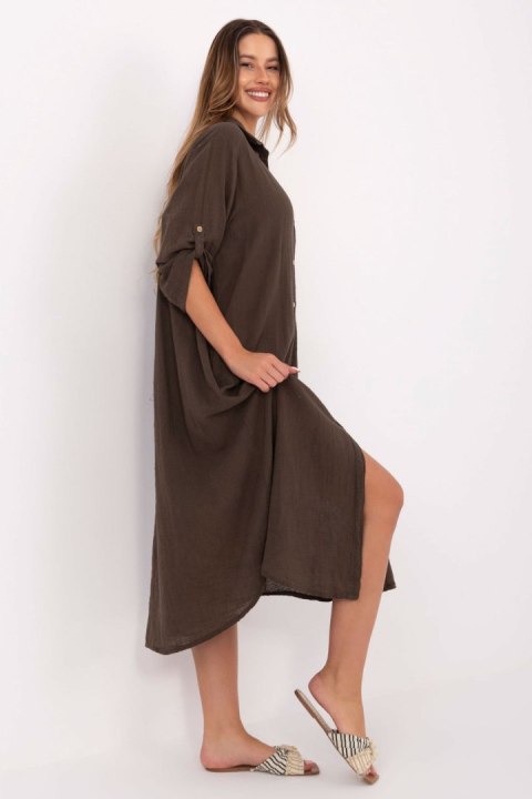 Sukienka Model TW-SK-BI-24135.81 Dark Brown - Och Bella Sukienka Model TW-SK-BI-24135.81 Dark Brown - Och Bella