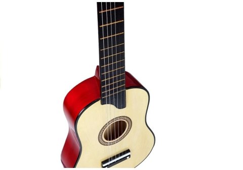 LEAN Toys Gitara Drewniana z Kostką Kremowa