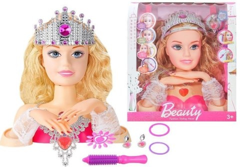 LEAN Toys Głowa Lalki do Stylizacji z Koroną + Akcesoria