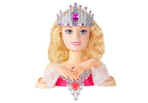 LEAN Toys Głowa Lalki do Stylizacji z Koroną + Akcesoria