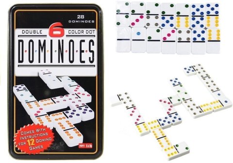 LEAN Toys Gra Logiczna Domino Metalowe Opakowanie 28 Elementów