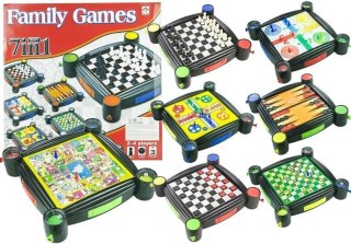 LEAN Toys Gry Zestaw 7w1 Warcaby Chinczyk Węże i Drabiny