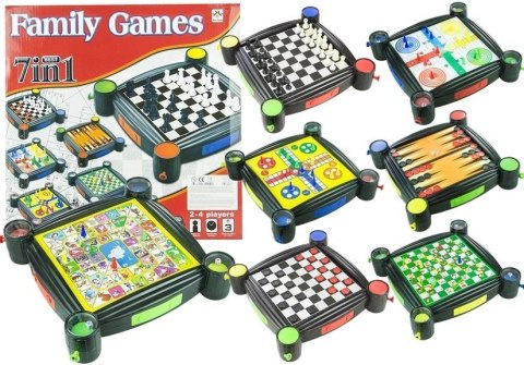 LEAN Toys Gry Zestaw 7w1 Warcaby Chinczyk Węże i Drabiny