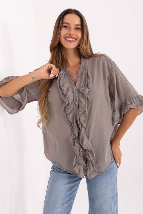 Koszula Damska Model MI-KS-92224.95 Dark Beige - Italy Moda Koszula Damska Model MI-KS-92224.95 Dark Beige - Italy Moda