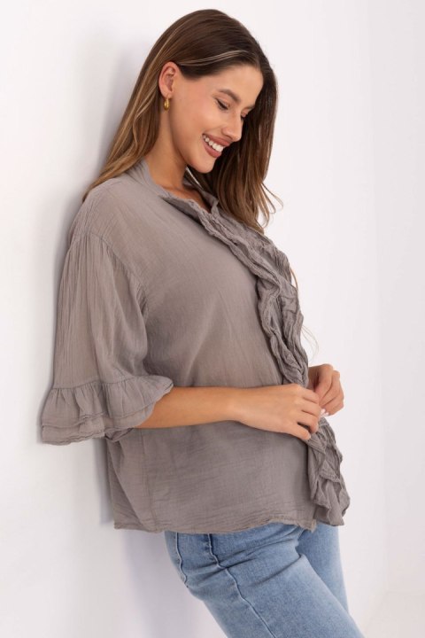 Koszula Damska Model MI-KS-92224.95 Dark Beige - Italy Moda Koszula Damska Model MI-KS-92224.95 Dark Beige - Italy Moda