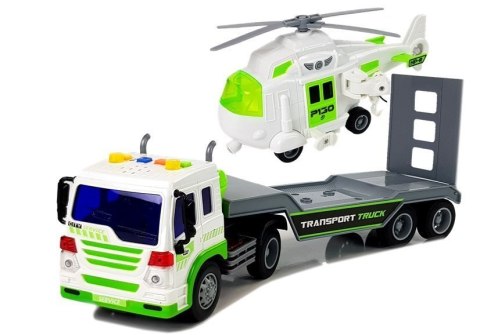LEAN Toys Auto Transporter na Baterie 1:16 z Helikopterem