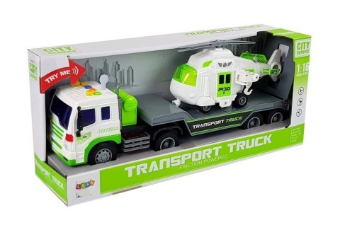 LEAN Toys Auto Transporter na Baterie 1:16 z Helikopterem