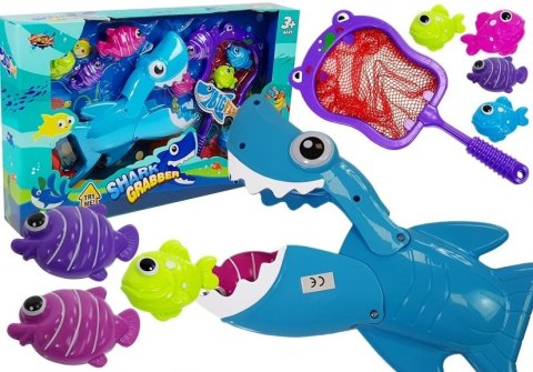 LEAN Toys Gra Kąpielowa Rekin Łowca Rybek Siatka Podbierak