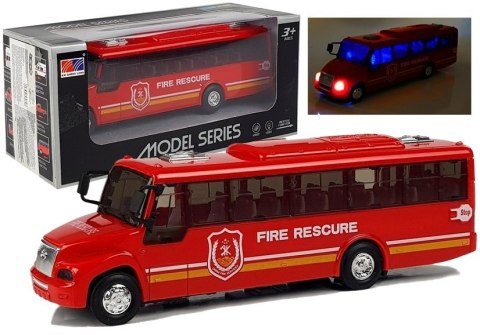 LEAN Toys Model Autobusu Bus Straży Pożarnej Świeci Czerwony