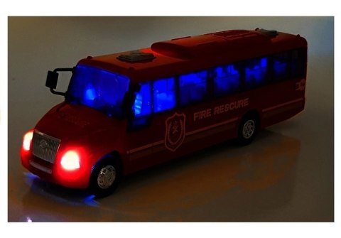 LEAN Toys Model Autobusu Bus Straży Pożarnej Świeci Czerwony