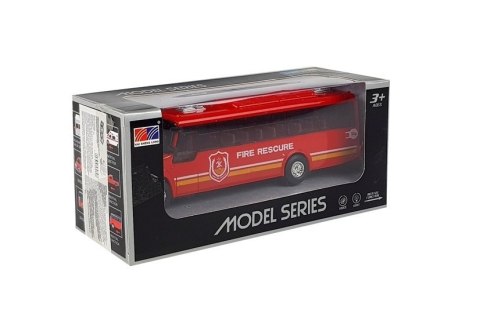 LEAN Toys Model Autobusu Bus Straży Pożarnej Świeci Czerwony