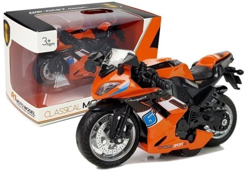 LEAN Toys Motocykl z Napędem Frykcyjnym Dźwięki Motor 1:14 Pomarańczowy