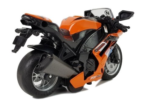LEAN Toys Motocykl z Napędem Frykcyjnym Dźwięki Motor 1:14 Pomarańczowy