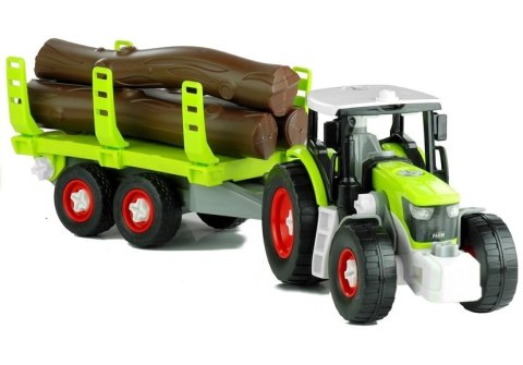 LEAN Toys Rozkręcany Traktor z Przyczepą z Drewnem 43 cm LEAN Toys Rozkręcany Traktor z Przyczepą z Drewnem 43 cm