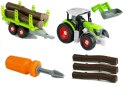 LEAN Toys Rozkręcany Traktor z Przyczepą z Drewnem 43 cm