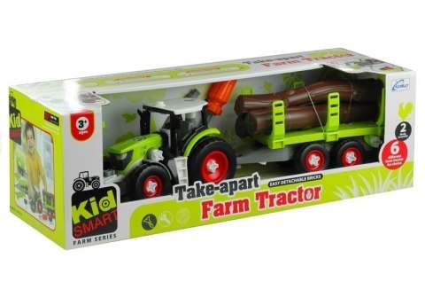 LEAN Toys Rozkręcany Traktor z Przyczepą z Drewnem 43 cm LEAN Toys Rozkręcany Traktor z Przyczepą z Drewnem 43 cm