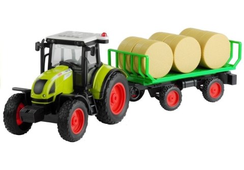 Traktor Farmerski Rolniczy Przyczepa Bale Siana Zielony 1:16