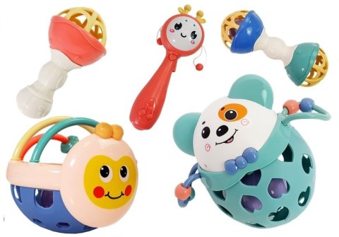 LEAN Toys Zestaw Grzechotek Miękkie Gryzak 5 szt