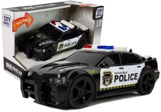 LEAN Toys Autko Policyjne 1:20 Napęd Frykcyjny Dźwięk Efekty Świetlne Czarne