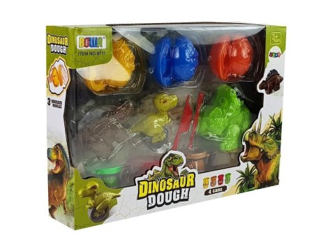 LEAN Toys Ciastolina Dinozaury Jajka Foremka 12 Elementów 4 Kolory