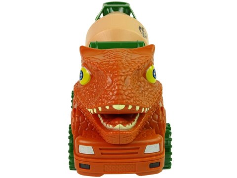 LEAN Toys Ciężarówka Betoniarka Dinozaur do Rozkręcania Pomarańczowy Akcesoria