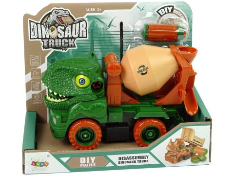 LEAN Toys Ciężarówka Betoniarka Dinozaur do Rozkręcania Zielony Akcesoria