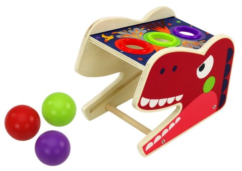 LEAN Toys Dinozaur Wbijak Cymbałki 2w1 Drewniany Czerwony