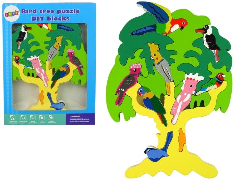 LEAN Toys Drewniane Drzewo Ptaki Papugi DIY Klocki Drewniane Puzzle
