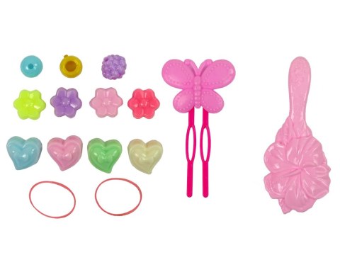 LEAN Toys Głowa Lalki Akcesoria Koraliki Spinki Kolorowe Pasemka
