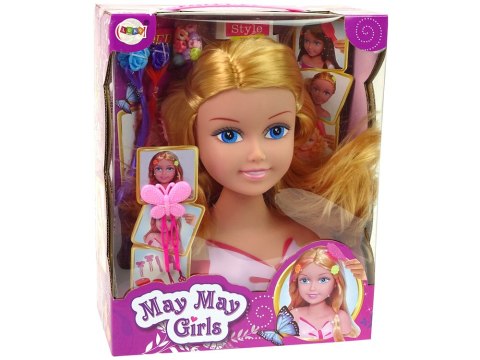 LEAN Toys Głowa Lalki Akcesoria Koraliki Spinki Kolorowe Pasemka