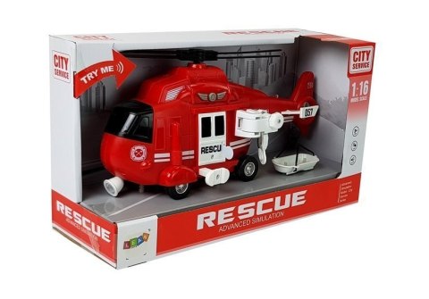 LEAN Toys Helikopter Ratunkowy Straż Pożarna 1:16 Hak Dźwięk Światła