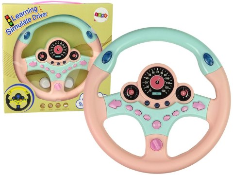 LEAN Toys Interaktywna Kierownica Różowa Symulator Jazdy Dźwięki Światła