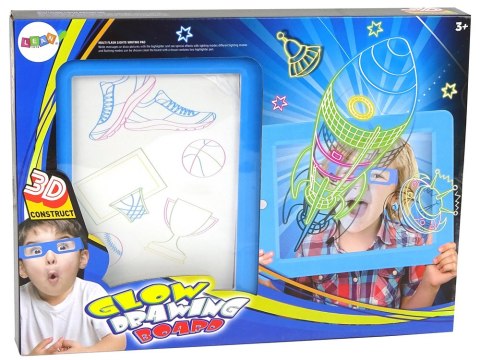 LEAN Toys Magiczna Podświetlana Tablica 3D Okulary Niebieska