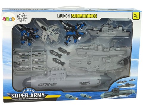 LEAN Toys Zestaw Armii Morskiej Okrętowa Baza Wojskowa Odrzutowce Bomby Wyrzutnia