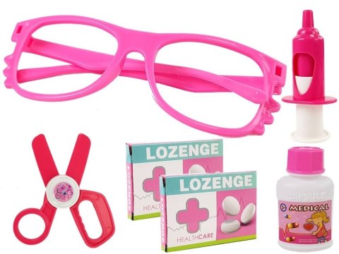 LEAN Toys Zestaw Lekarski Dentysta Stojak Kroplówka Lekarstwa Strzykawka Wiertła Szczoteczka do Zębów