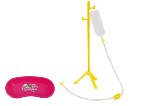 LEAN Toys Zestaw Lekarski Dentysta Stojak Kroplówka Lekarstwa Strzykawka Wiertła Szczoteczka do Zębów