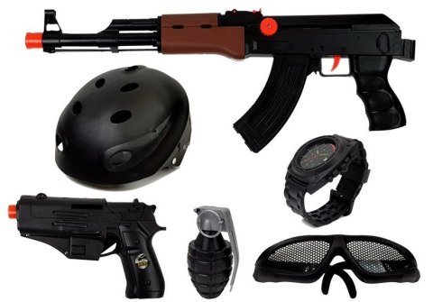 LEAN Toys Zestaw Policjanta Dla Dzieci S.W.A.T Pistolety Kask Czarny