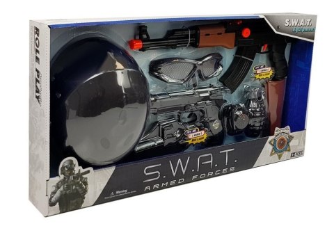 LEAN Toys Zestaw Policjanta Dla Dzieci S.W.A.T Pistolety Kask Czarny