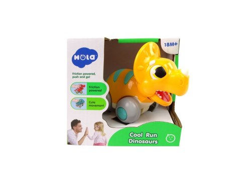 LEAN Toys Dinozaur Na Kółkach Żółty Triceratops Figurka