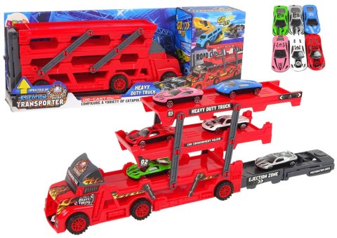 LEAN Toys Duże Auto Truck Laweta Rozkładana 3- Piętrowa z Wyrzutnią
