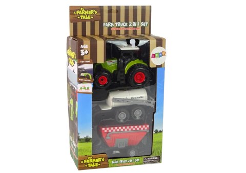 LEAN Toys Duży Traktor Światła LED Dźwięki 2 Maszyny Farm Set