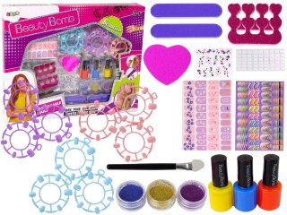 LEAN Toys Duży Zestaw Do Malowania Paznokci Lakiery Naklejki Separatory