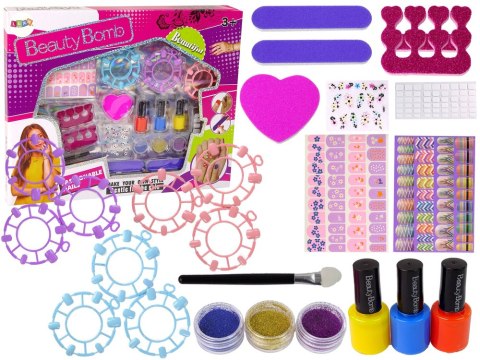 LEAN Toys Duży Zestaw Do Malowania Paznokci Lakiery Naklejki Separatory
