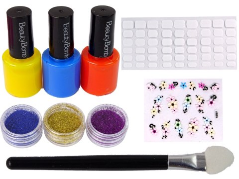 LEAN Toys Duży Zestaw Do Malowania Paznokci Lakiery Naklejki Separatory