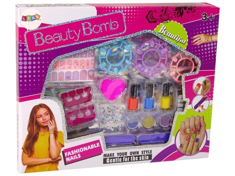 LEAN Toys Duży Zestaw Do Malowania Paznokci Lakiery Naklejki Separatory